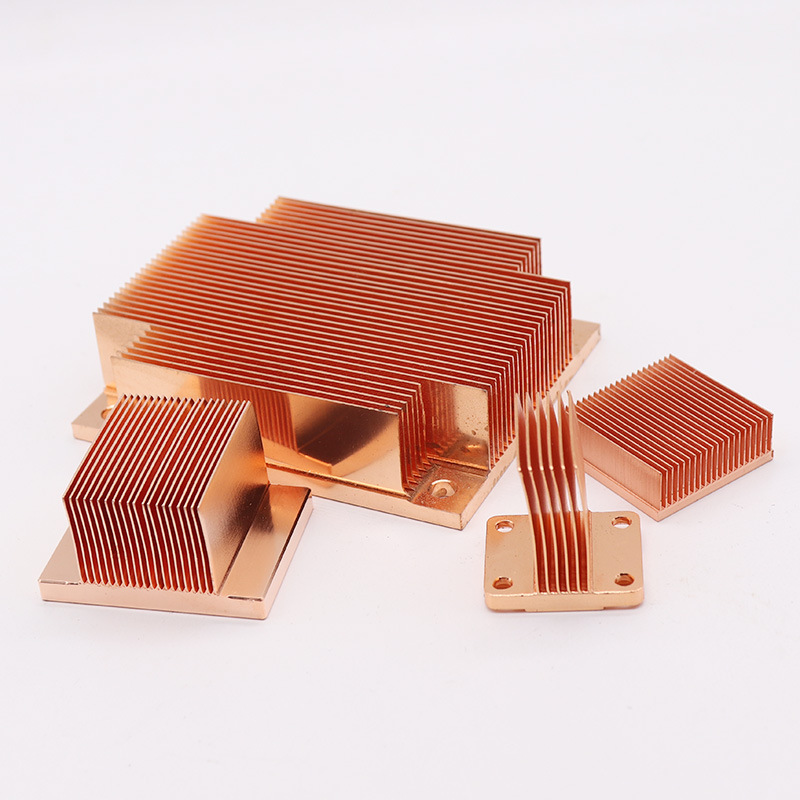 Red copper color, copper material, none finished, skived heat sinks for industrial