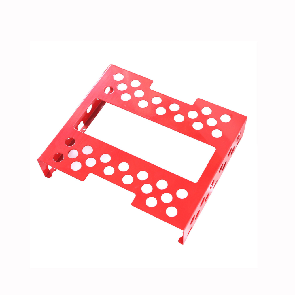 Red anodized, aluminum brackets